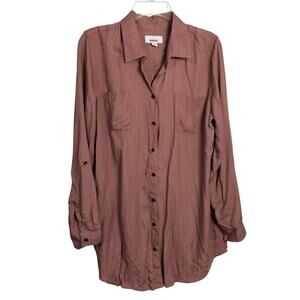 4496)Bongo Withered Rose Relax Button Down Long Sleeve Washed Knit Tunic XL (Jr)